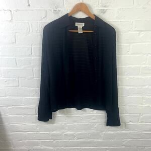 Great Jones Women's Front Button Blouse Top Long Sleeve Black Size Black Size 8P